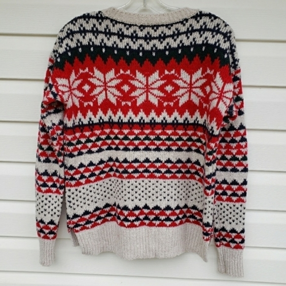 Abercrombie & Fitch Crew Neck Fair Isle Sweater Medium Christmas Soft - Picture 2 of 5